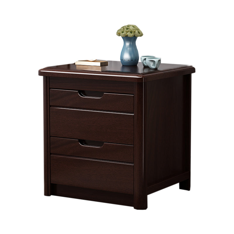 Walnut Bed Nightstand Contemporary Bedside Cabinet with Drawers