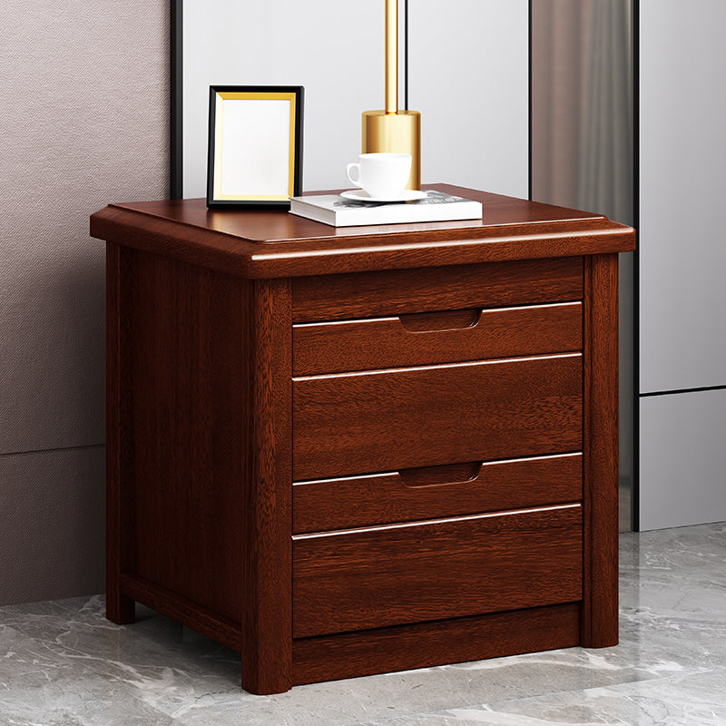 Walnut Bed Nightstand Contemporary Bedside Cabinet with Drawers