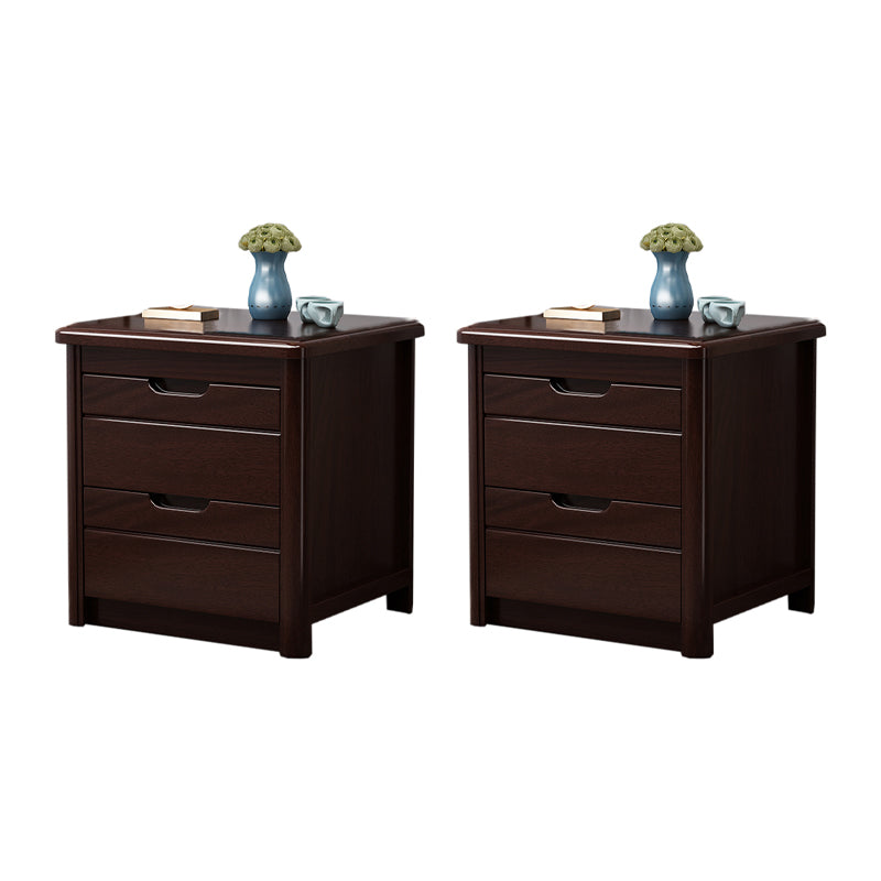 Walnut Bed Nightstand Contemporary Bedside Cabinet with Drawers