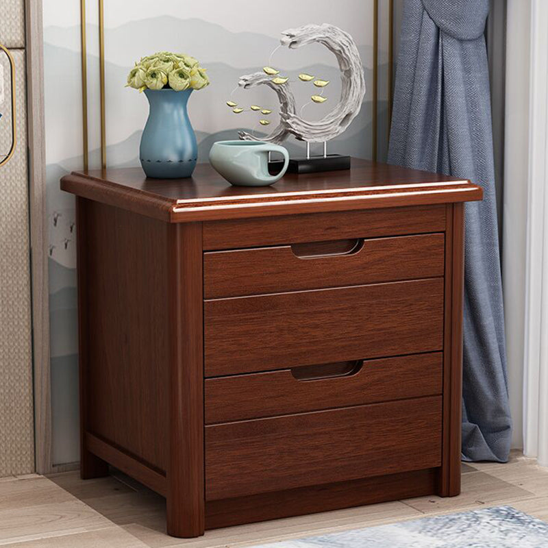 Walnut Bed Nightstand Contemporary Bedside Cabinet with Drawers