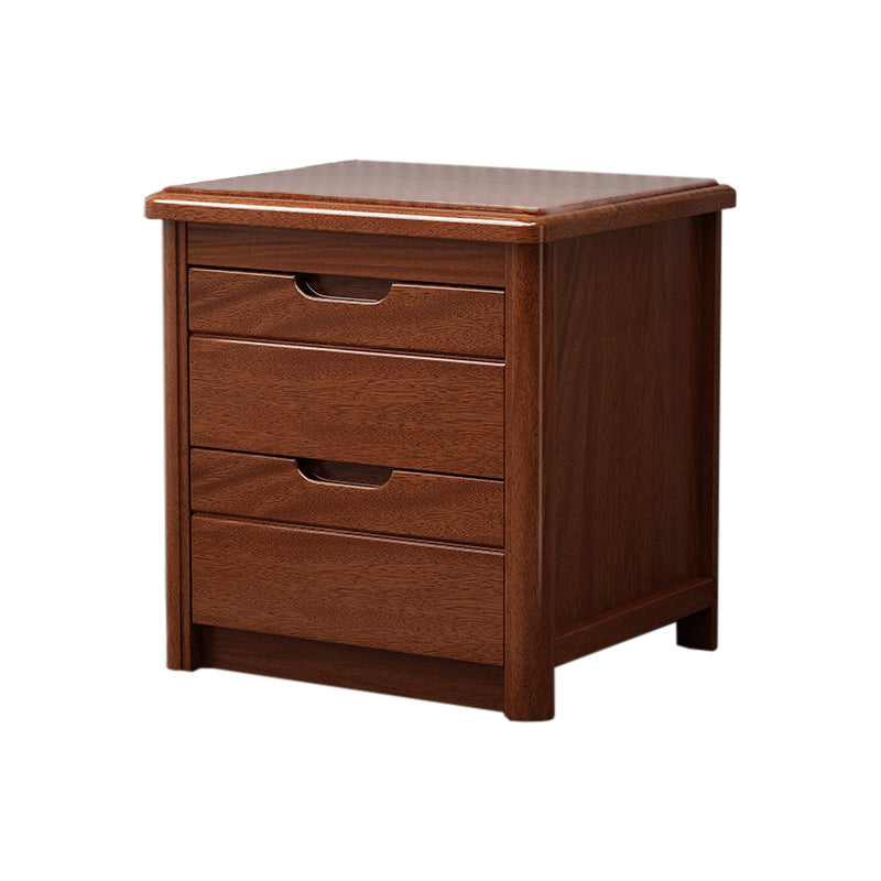 Walnut Bed Nightstand Contemporary Bedside Cabinet with Drawers