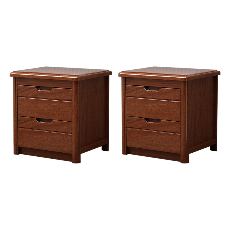 Walnut Bed Nightstand Contemporary Bedside Cabinet with Drawers