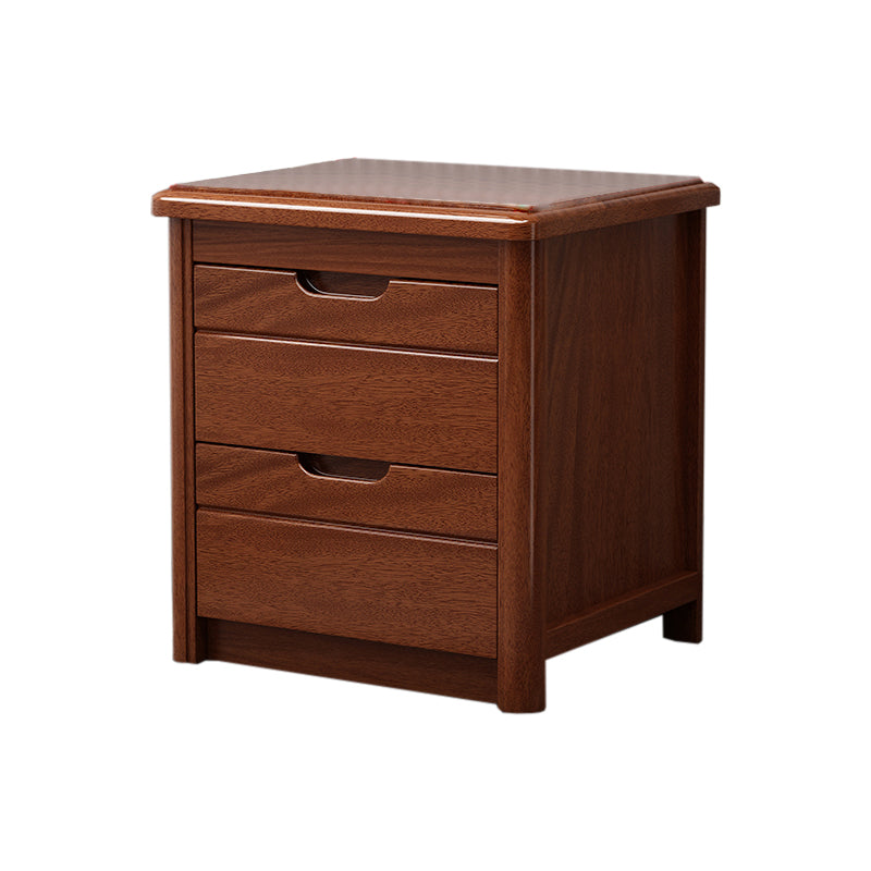 Walnut Bed Nightstand Contemporary Bedside Cabinet with Drawers