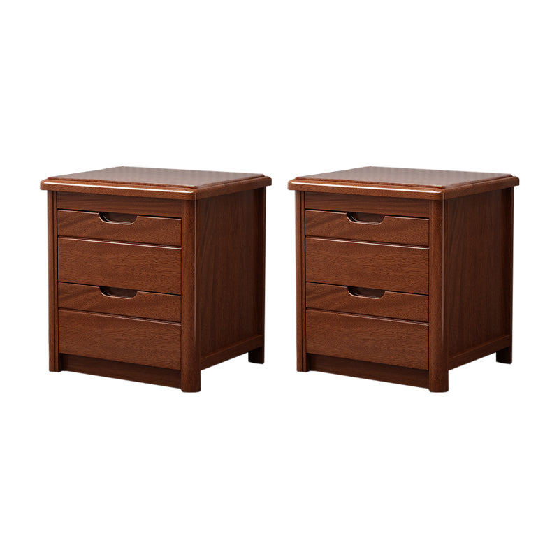 Walnut Bed Nightstand Contemporary Bedside Cabinet with Drawers