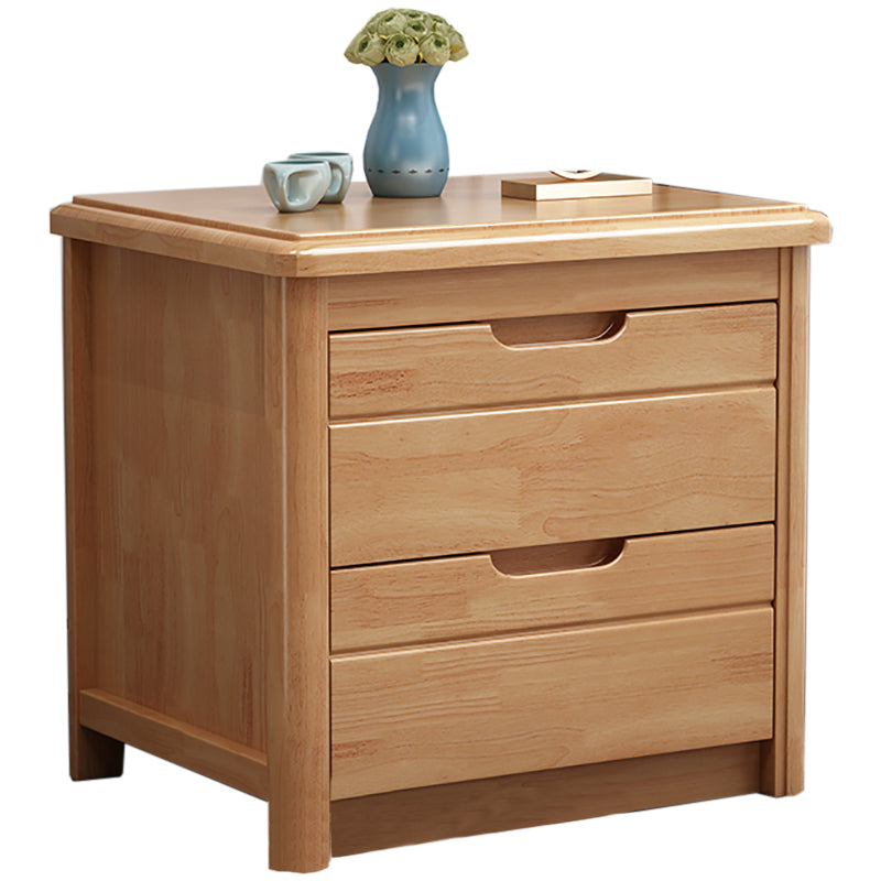 Walnut Bed Nightstand Contemporary Bedside Cabinet with Drawers