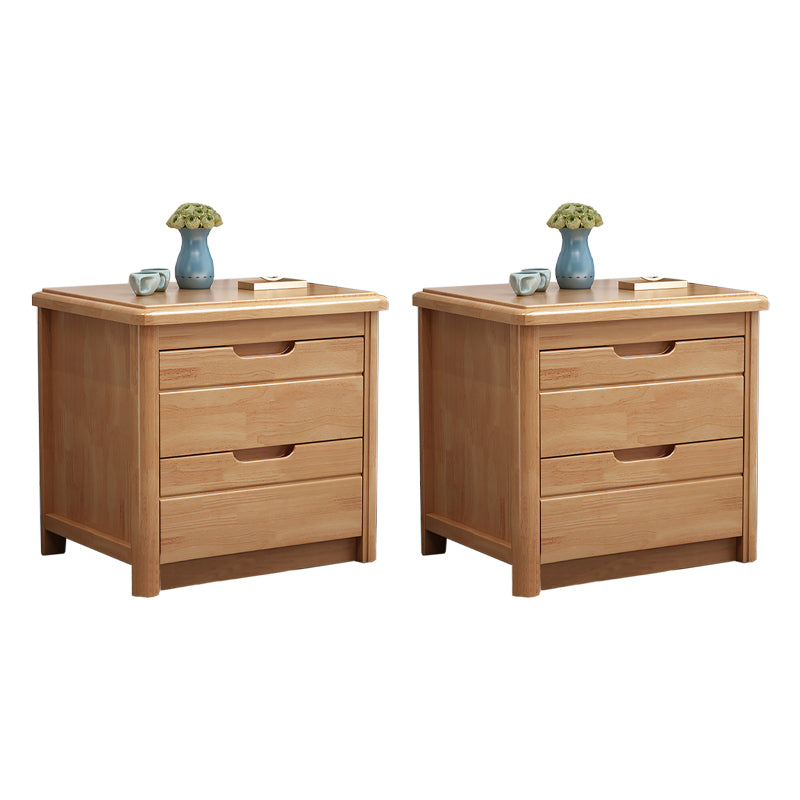 Walnut Bed Nightstand Contemporary Bedside Cabinet with Drawers