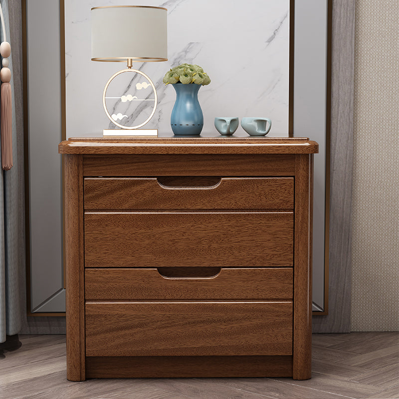 Walnut Bed Nightstand Contemporary Bedside Cabinet with Drawers