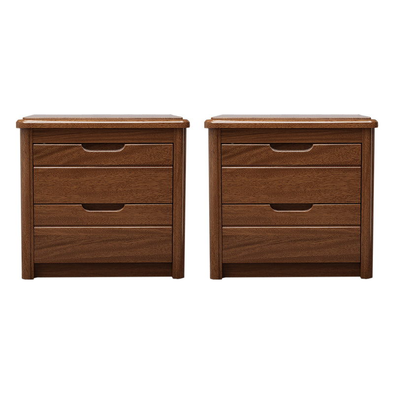 Walnut Bed Nightstand Contemporary Bedside Cabinet with Drawers