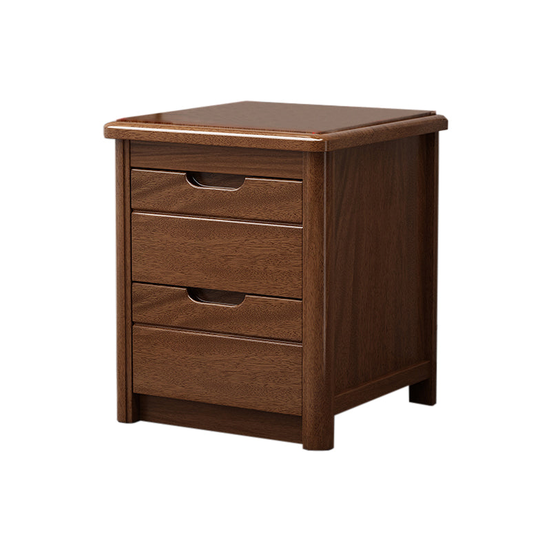 Walnut Bed Nightstand Contemporary Bedside Cabinet with Drawers