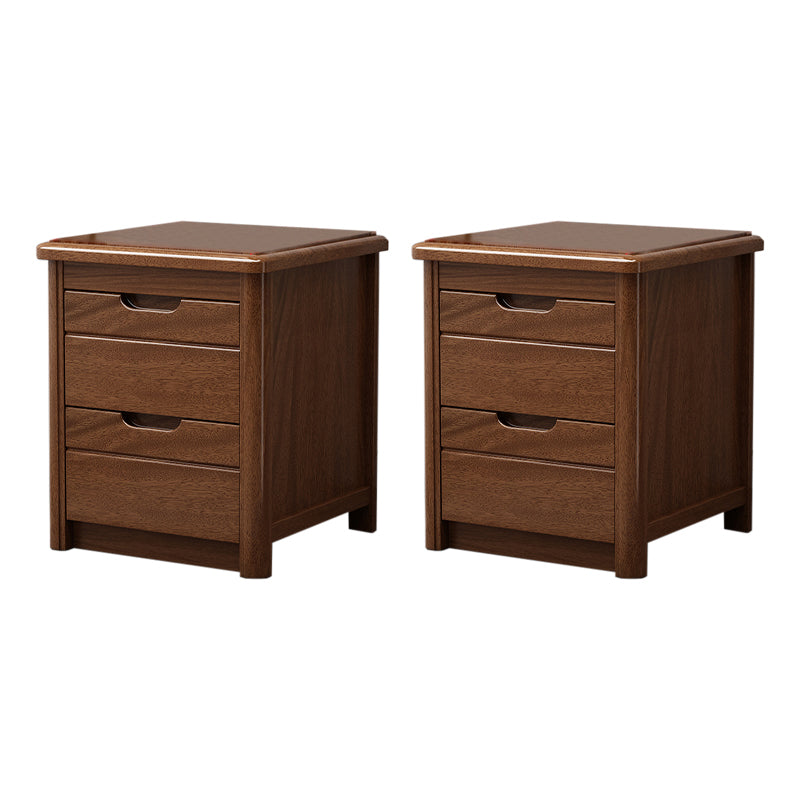 Walnut Bed Nightstand Contemporary Bedside Cabinet with Drawers