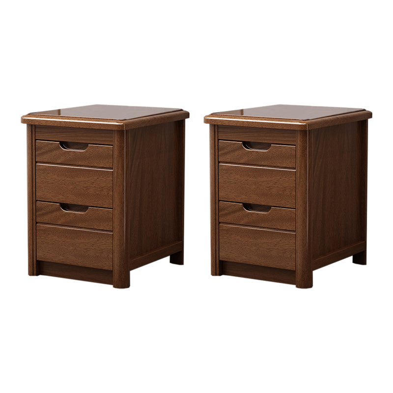 Walnut Bed Nightstand Contemporary Bedside Cabinet with Drawers