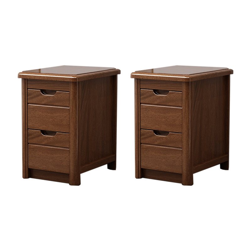 Walnut Bed Nightstand Contemporary Bedside Cabinet with Drawers