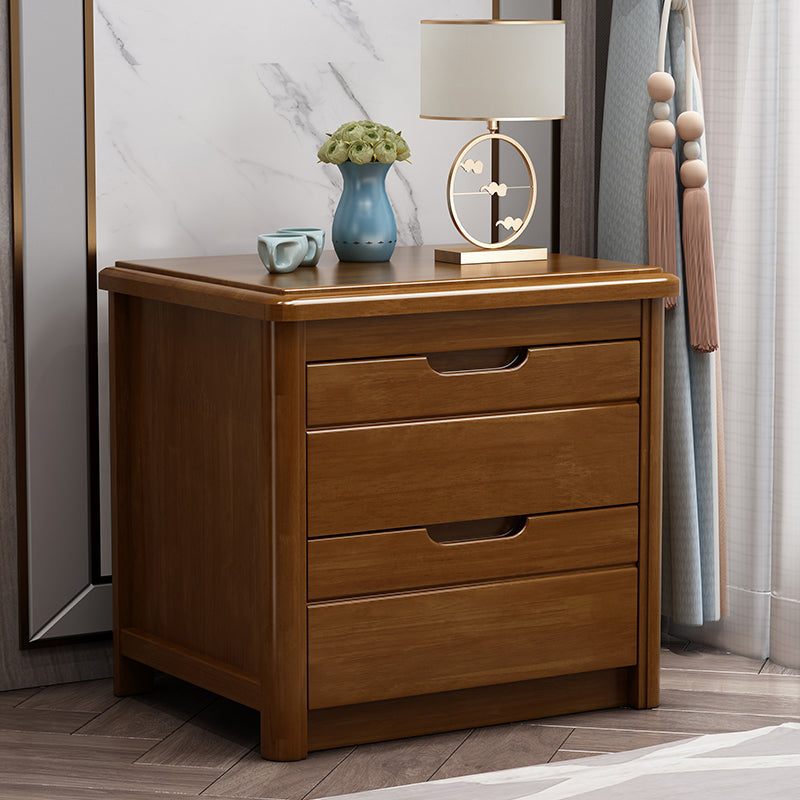 Walnut Bed Nightstand Contemporary Bedside Cabinet with Drawers