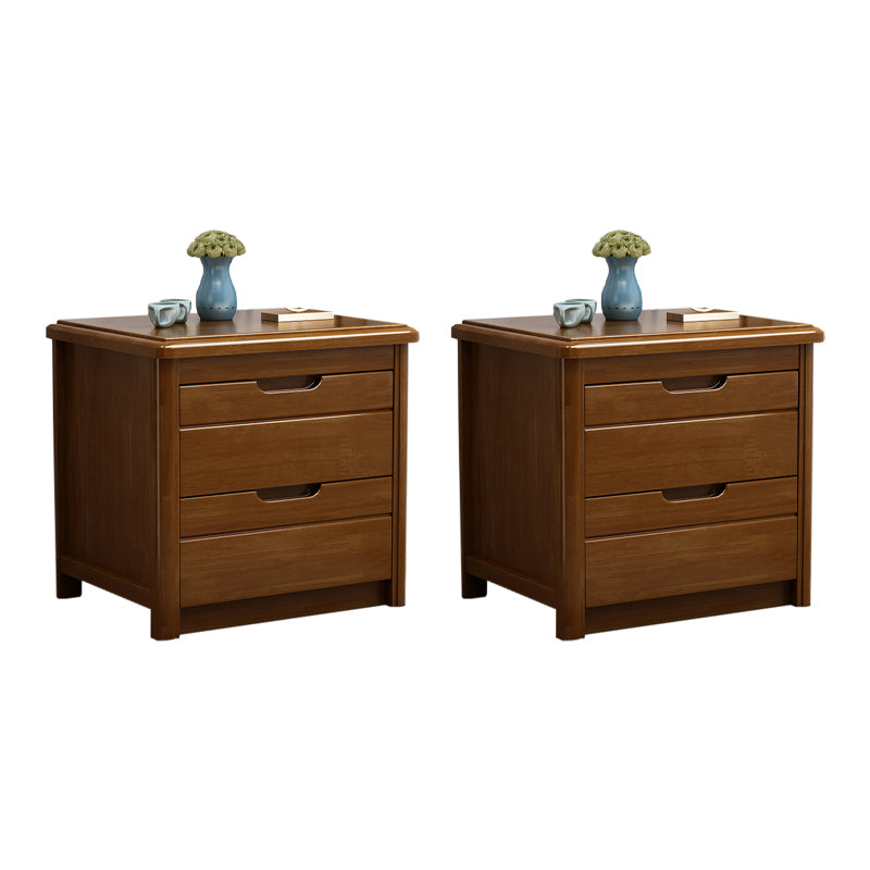 Walnut Bed Nightstand Contemporary Bedside Cabinet with Drawers