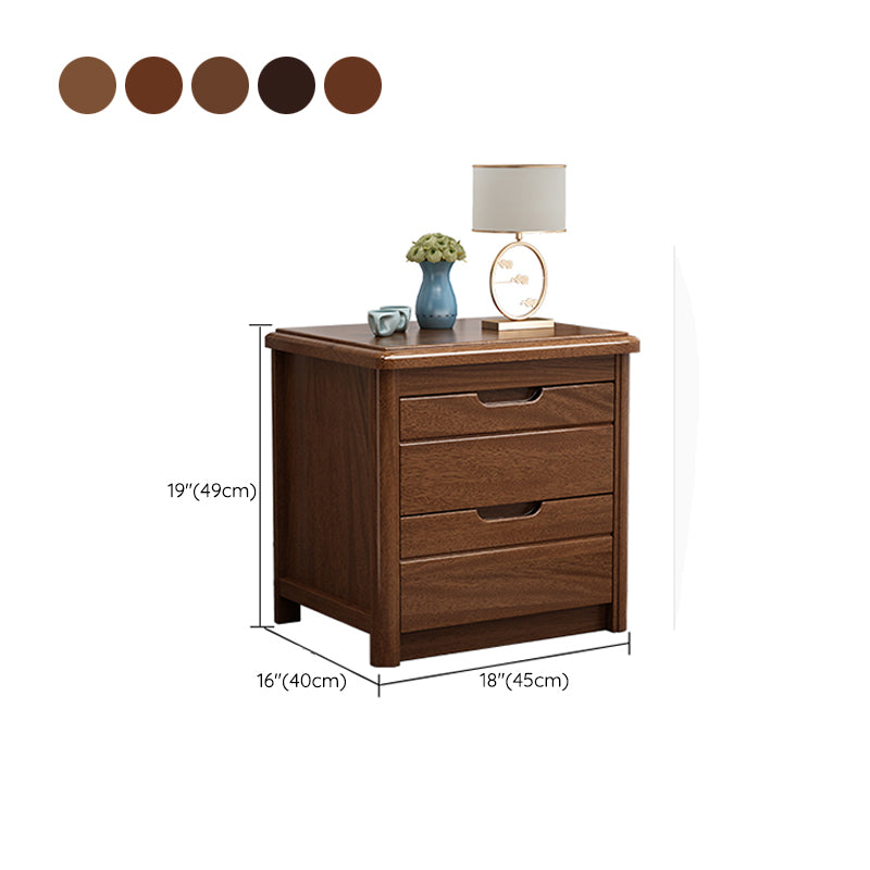 Walnut Bed Nightstand Contemporary Bedside Cabinet with Drawers