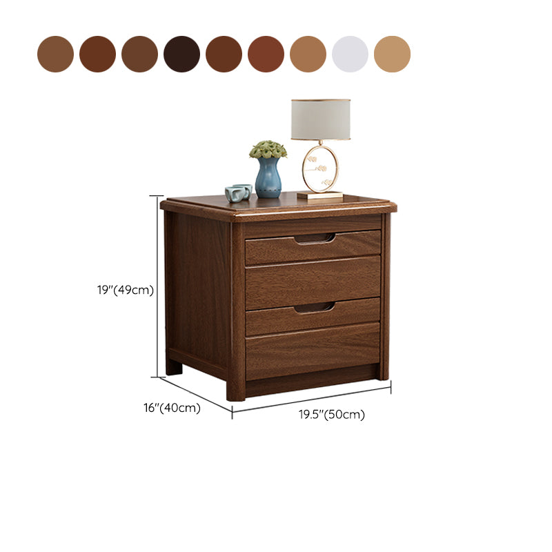 Walnut Bed Nightstand Contemporary Bedside Cabinet with Drawers