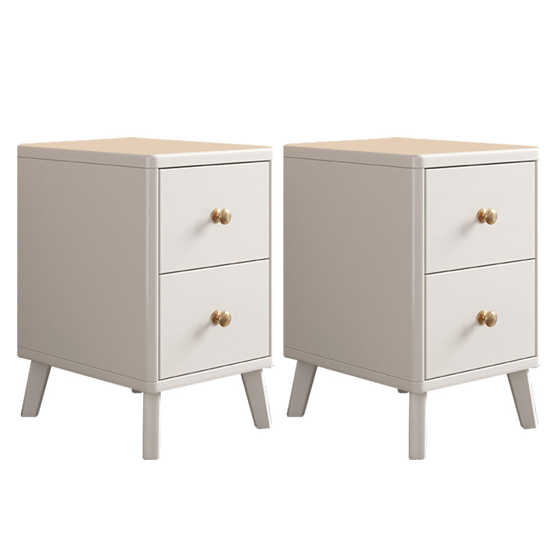 2 Drawers Solid Wood Nightstand Contemporary Night Table With Legs ,19.7" Tall