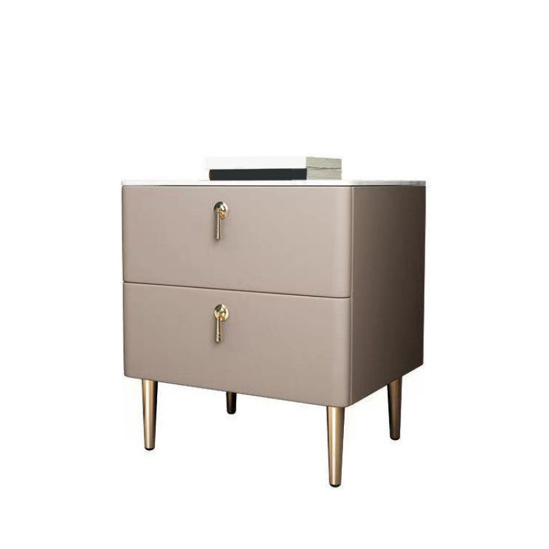 2 - Drawers Glam Bedside Cabinet Antique Finish Accent Table Nightstand