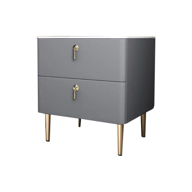 2 - Drawers Glam Bedside Cabinet Antique Finish Accent Table Nightstand