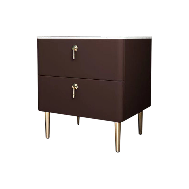 2 - Drawers Glam Bedside Cabinet Antique Finish Accent Table Nightstand