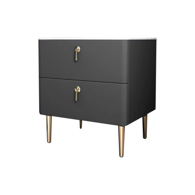 2 - Drawers Glam Bedside Cabinet Antique Finish Accent Table Nightstand