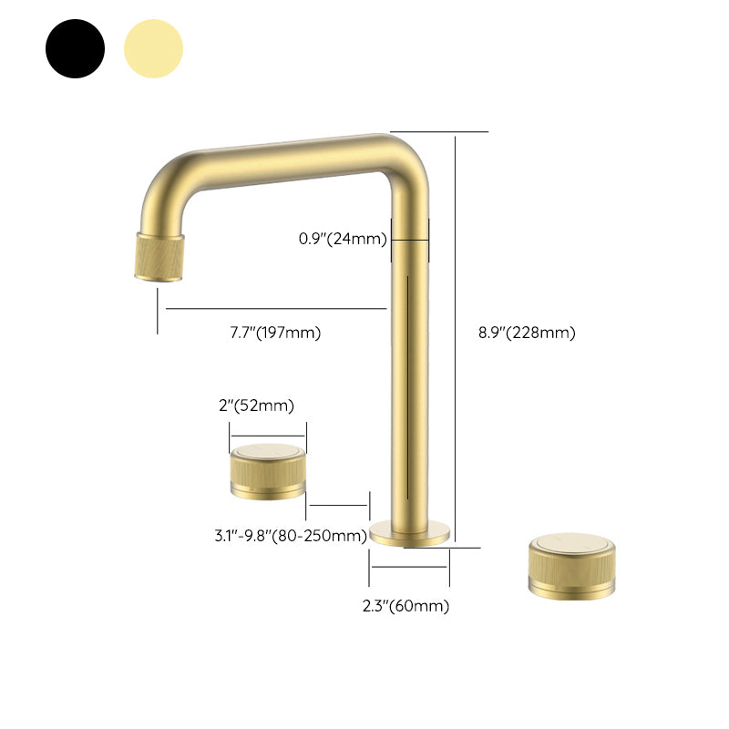 Light Widespread Bathroom Faucet Luxury Knob Handle Circular Faucet