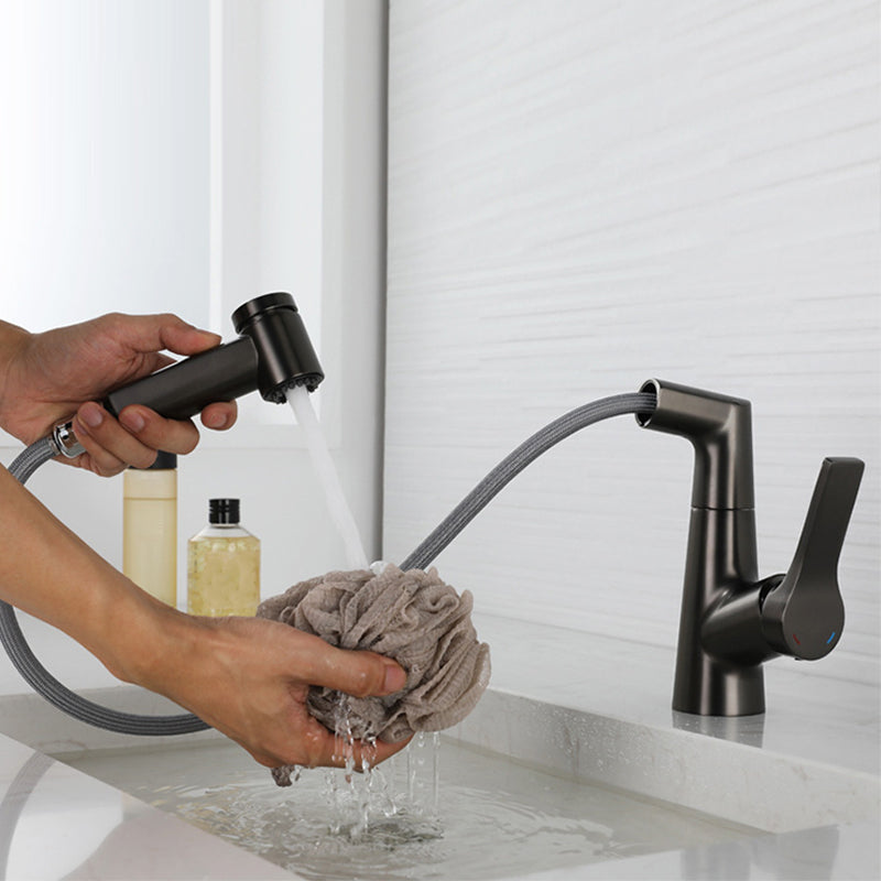 Modern Pull-out Faucet Single Lever Handle Faucet for Bathroom