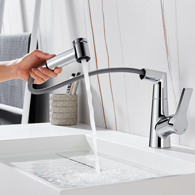 Modern Pull-out Faucet Single Lever Handle Faucet for Bathroom