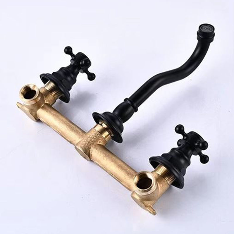 3 Holes Faucet Glam Style Wall Mounted Faucet with 2 Cross Handles