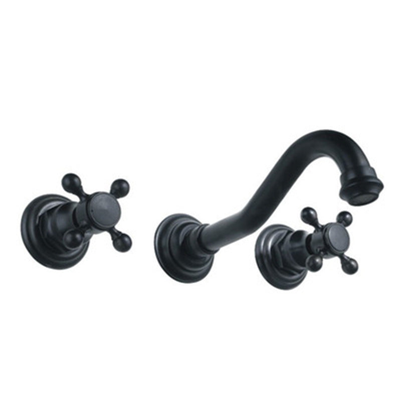 3 Holes Faucet Glam Style Wall Mounted Faucet with 2 Cross Handles