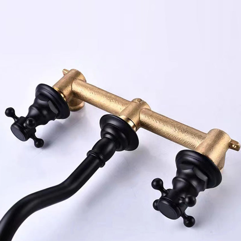 3 Holes Faucet Glam Style Wall Mounted Faucet with 2 Cross Handles