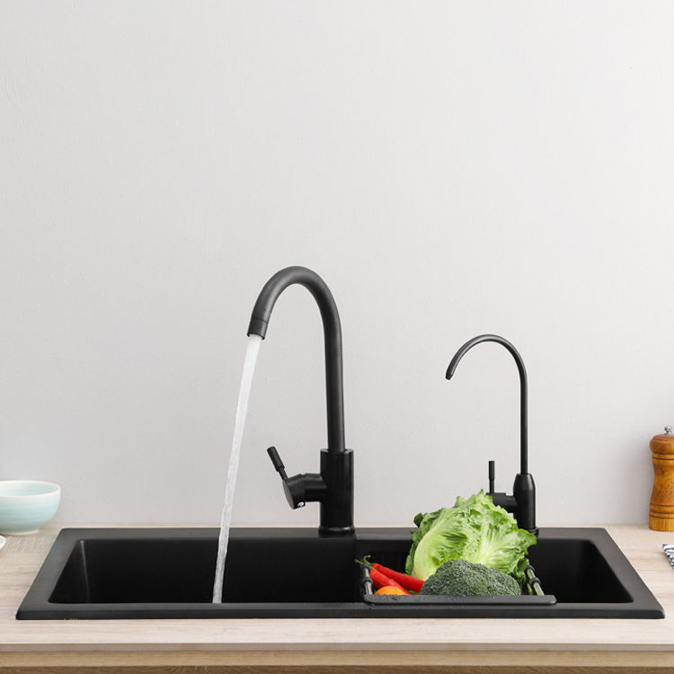 Modern 1-Handle Bar Faucet with Supply Lines Kitchen Faucet in Black