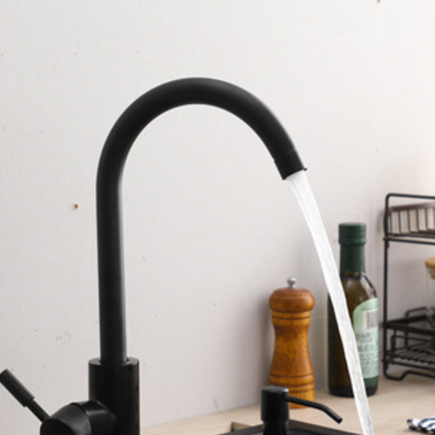 Modern 1-Handle Bar Faucet with Supply Lines Kitchen Faucet in Black