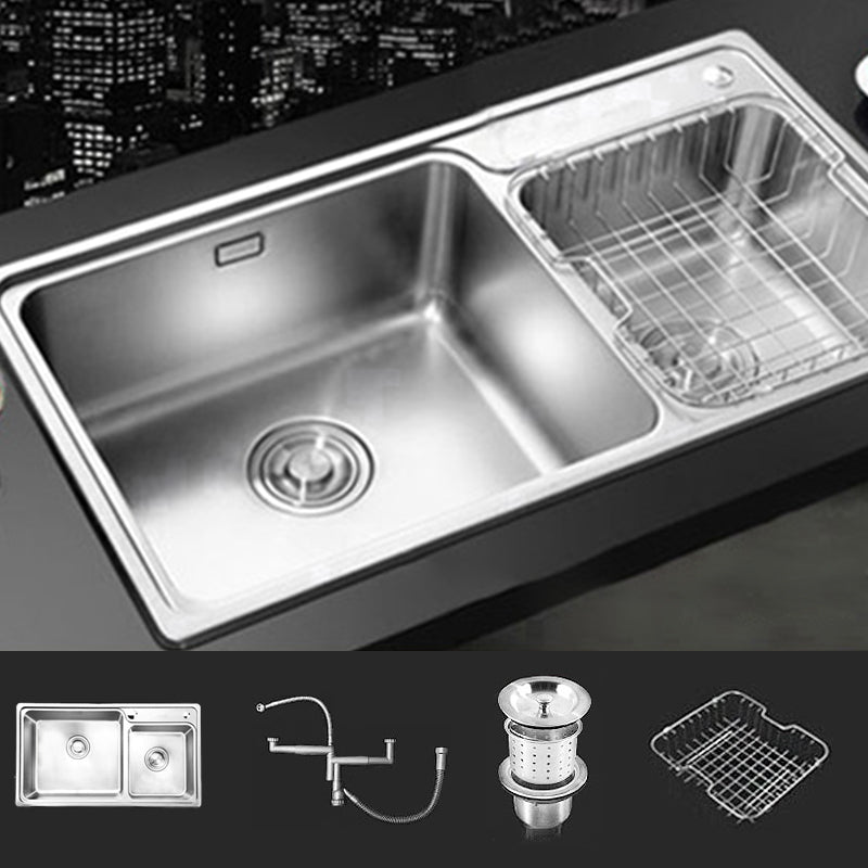 Rectangle 2 Holes Kitchen Sink Stainless Steel Double Basin Sink