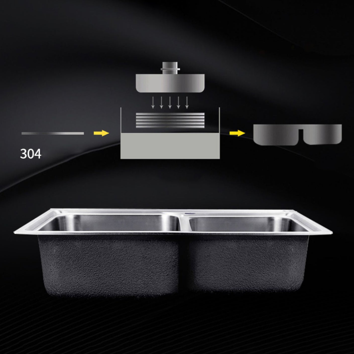 Rectangle 2 Holes Kitchen Sink Stainless Steel Double Basin Sink