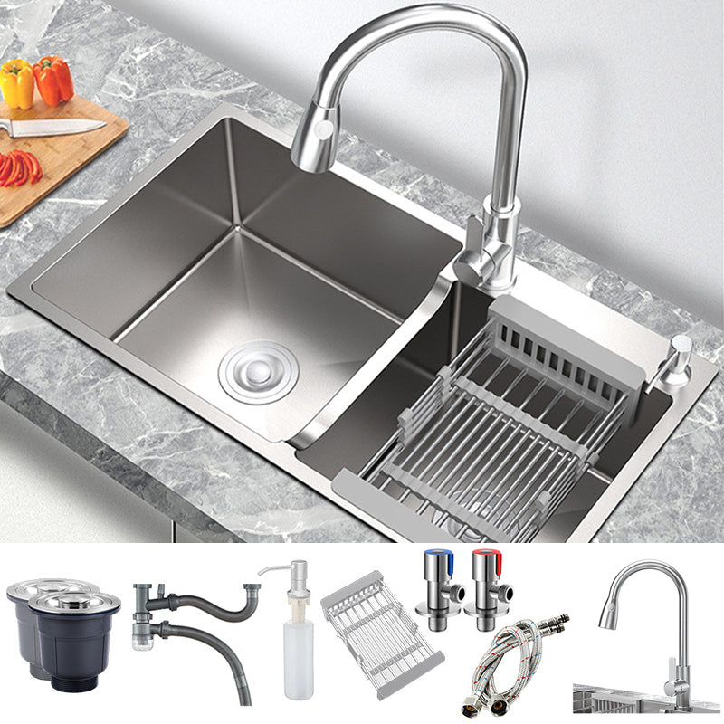 Stainless Steel 2 Holes Sink Contemporary Kitchen Sink with Basket Strainer