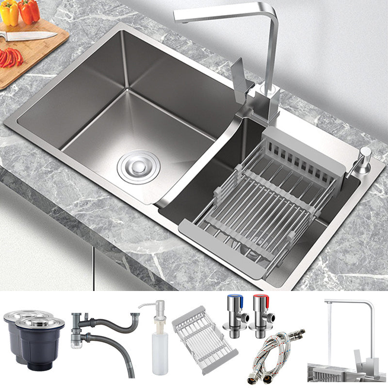 Stainless Steel 2 Holes Sink Contemporary Kitchen Sink with Basket Strainer