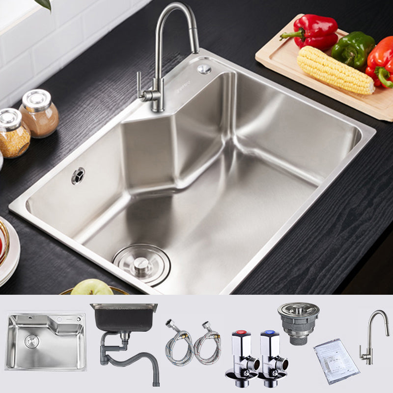 Stainless Steel 1 Holes Sink Contemporary Kitchen Sink with Basket Strainer