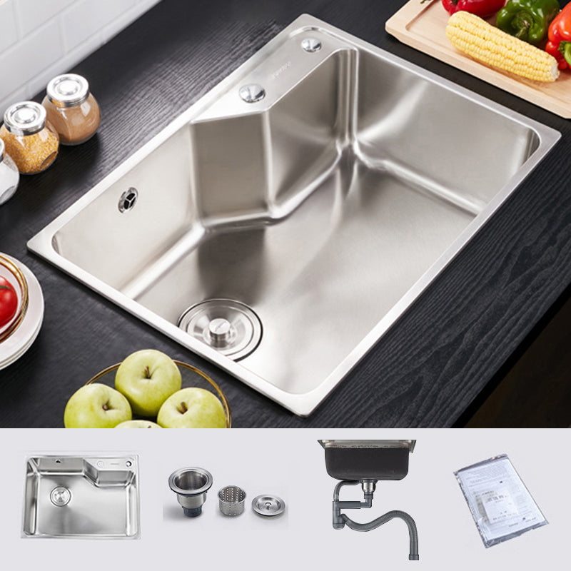 Stainless Steel 1 Holes Sink Contemporary Kitchen Sink with Basket Strainer