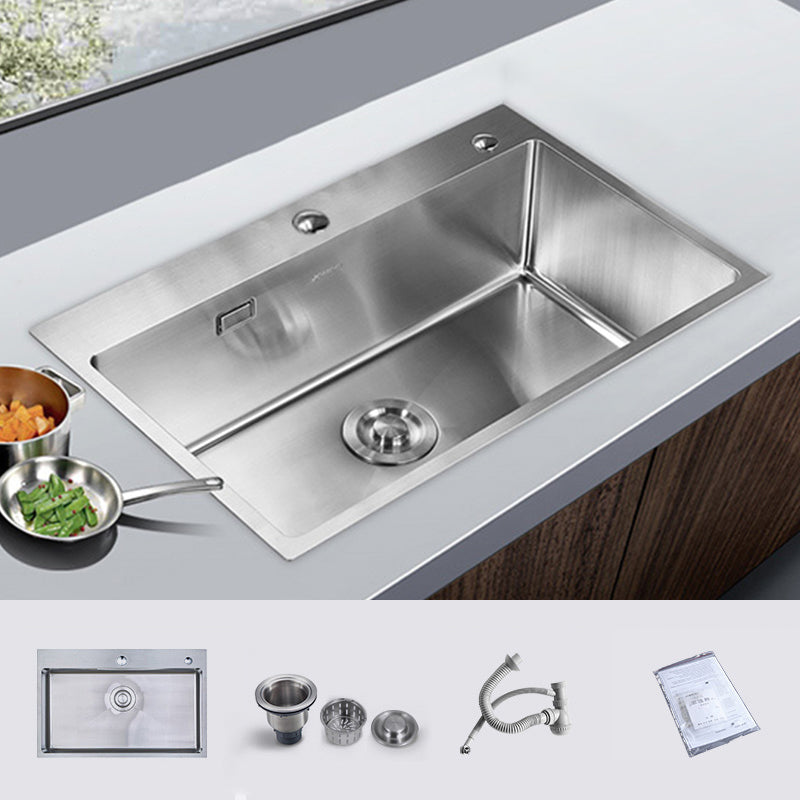 Stainless Steel 1 Holes Sink Contemporary Kitchen Sink with Basket Strainer