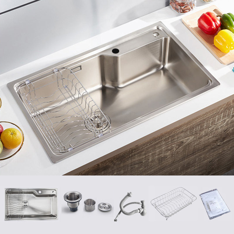 Stainless Steel 1 Holes Sink Contemporary Kitchen Sink with Basket Strainer