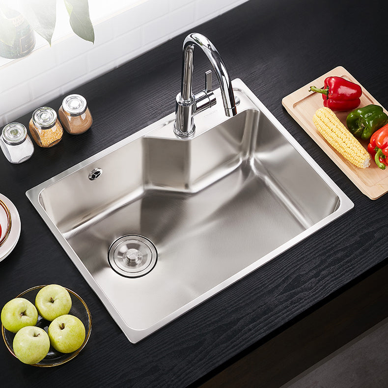 Stainless Steel 1 Holes Sink Contemporary Kitchen Sink with Basket Strainer