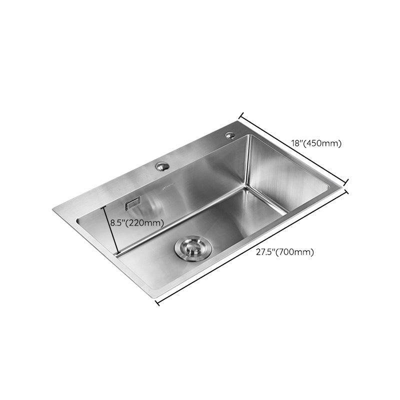 Stainless Steel 1 Holes Sink Contemporary Kitchen Sink with Basket Strainer