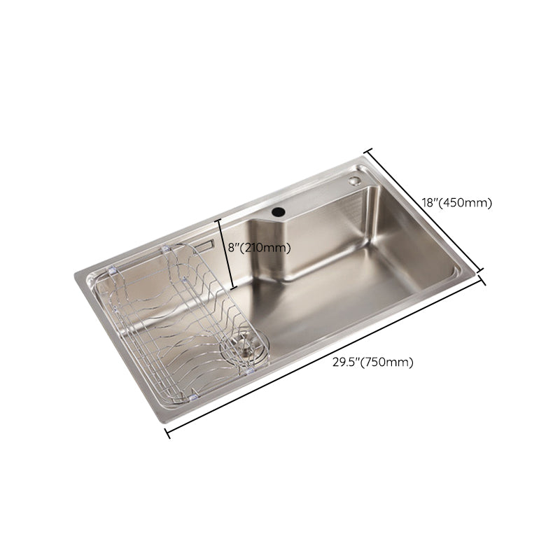 Stainless Steel 1 Holes Sink Contemporary Kitchen Sink with Basket Strainer