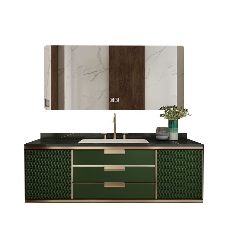 Gorgeous Green Sink Vanity Wall Mount Wooden Bathroom Vanity with Drawers