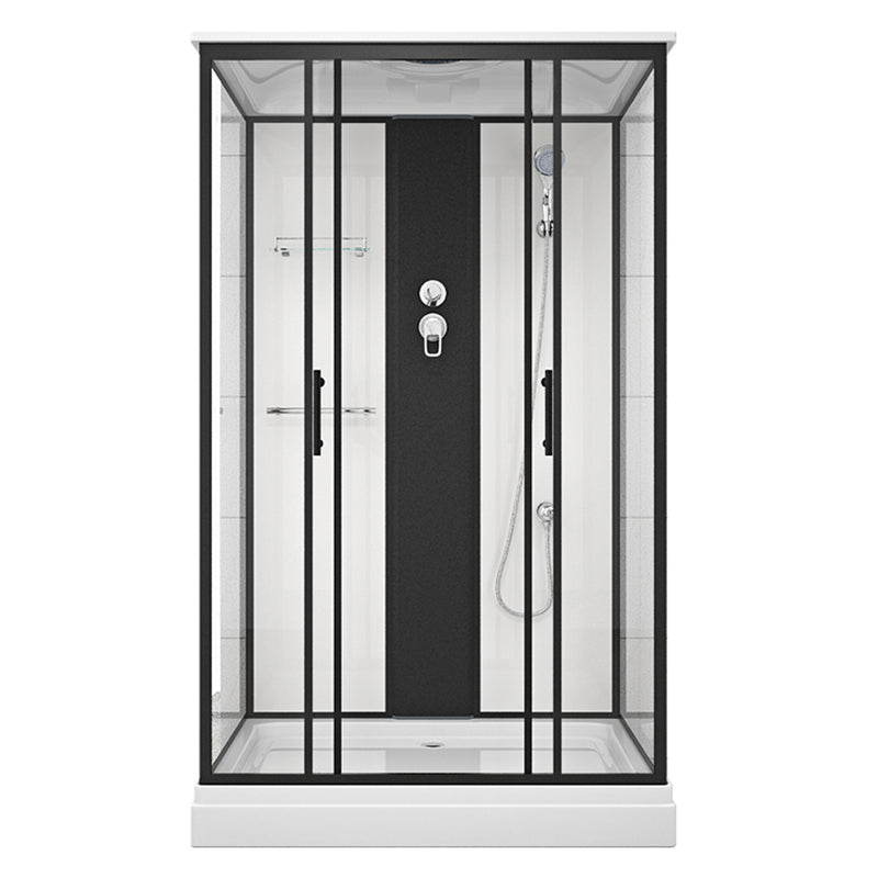 Shower Stall Black Framed Double Sliding Rectangle Shower Stall