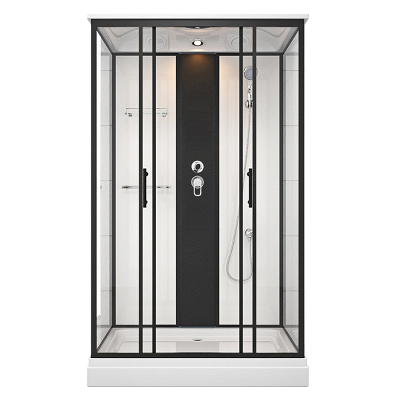 Shower Stall Black Framed Double Sliding Rectangle Shower Stall