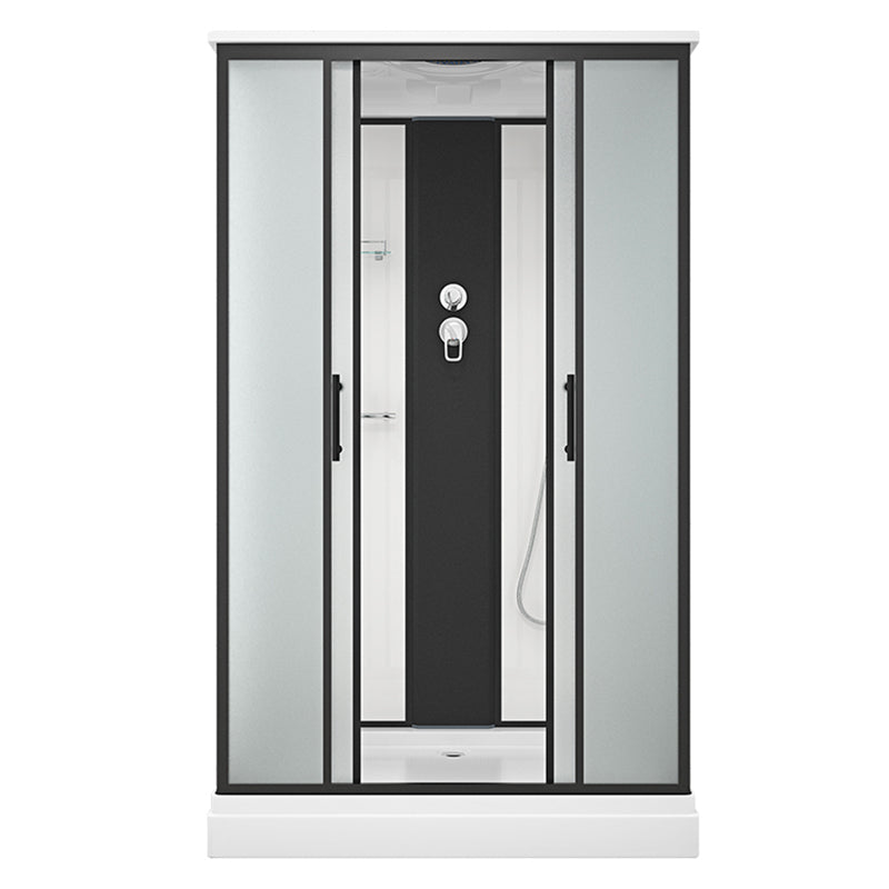 Shower Stall Black Framed Double Sliding Rectangle Shower Stall