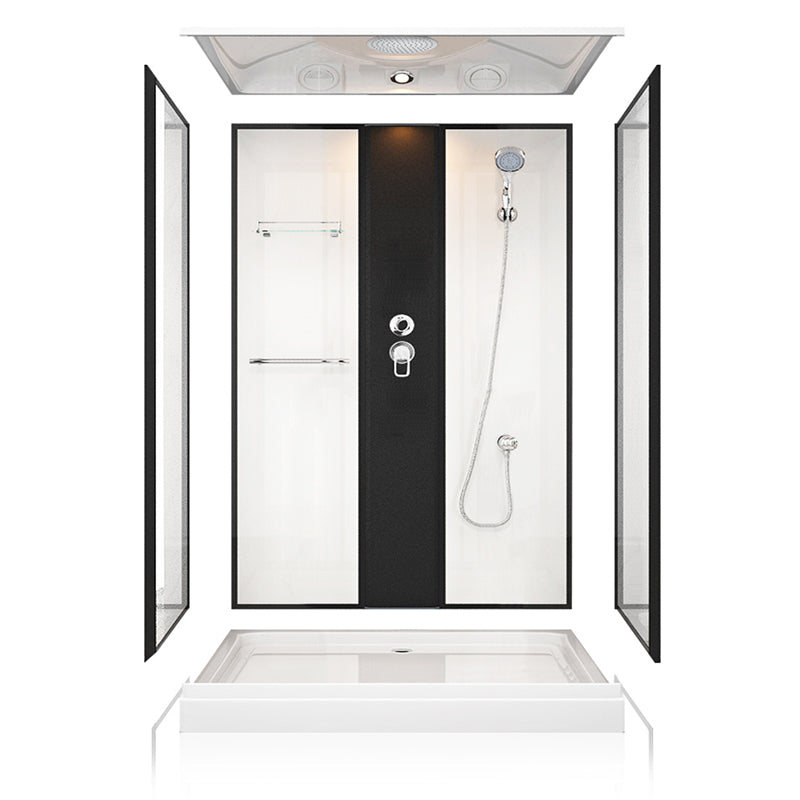 Shower Stall Black Framed Double Sliding Rectangle Shower Stall