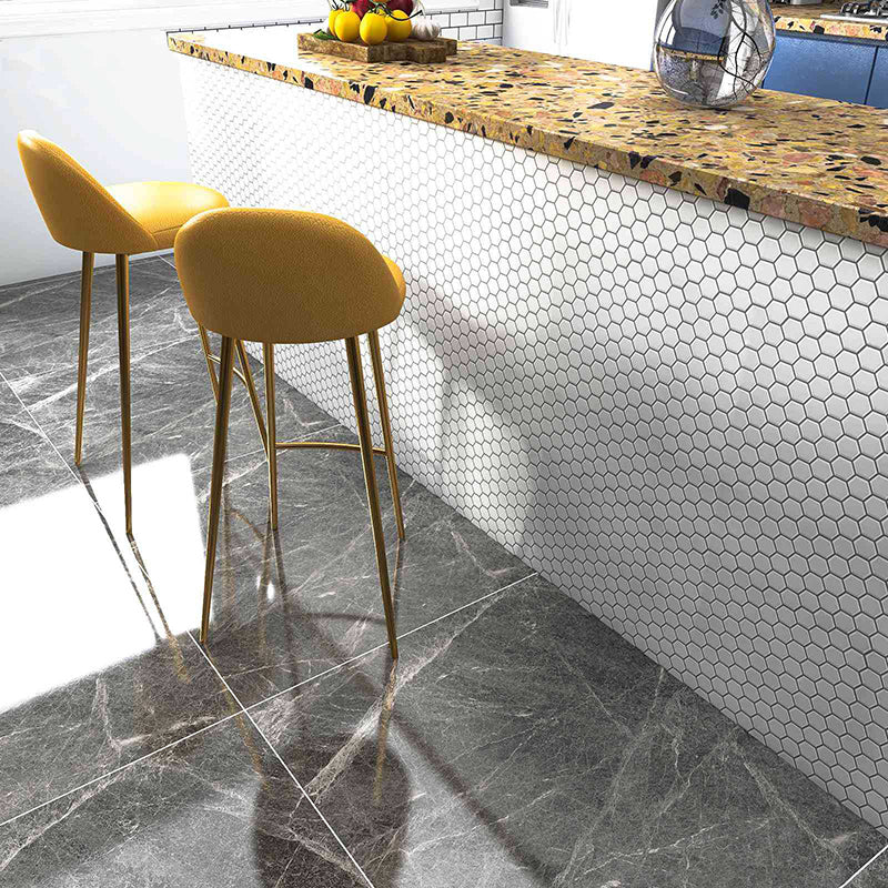 Modern Field Tile Waterproof Hexagon Pattern Peel and Stick Tile Over Tile